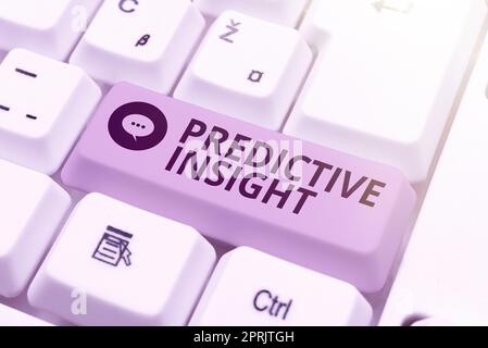 Handgeschriebenes Schild Predictive InsightProactive Fault Management System an Early Detection. Business präsentiert proaktives Fehlermanagementsystem und Früherkennung Stockfoto