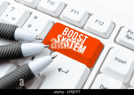 Handschrift Text Boost System, Business Showcase Rejuvenate Upgrade stärken Be gesünder ganzheitlicher Ansatz Stockfoto