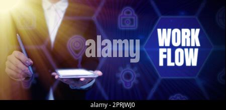 Konzeptionelle Beschriftung Workflow, Business Idea Kontinuität einer bestimmten Aufgabe von und zu einem Büro oder Arbeitgeber Stockfoto