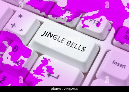 Textunterschrift mit Jingle Bells, dem berühmtesten traditionellen Weihnachtslied der Welt im Internet-Konzept Stockfoto