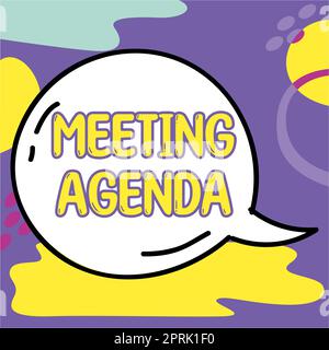 Textschild mit Terminkalender, Konzeptfoto eine Agenda legt klare Erwartungen für die Anforderungen an ein Meeting fest Stockfoto