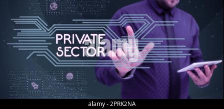 Textunterschrift Darstellung Privatsektor, Unternehmensübersicht eine unabhängige Schule, die vollständig durch die Zahlung von Gebühren unterstützt wird Stockfoto