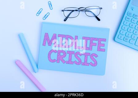 Hand schreiben Zeichen Midlife Crisis, Word für Software-Entwicklung Technik Zerlegen einer Anwendung Stockfoto