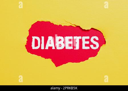 Text zur Anzeige von inspiratorischem Diabetes, Wort für verschiedene abnorme Zustände, die durch Ausscheidung gekennzeichnet sind Stockfoto