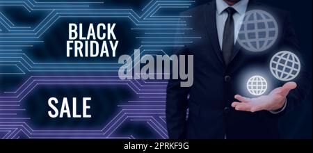 Konzeptionelle Überschrift Black Friday Sale, Geschäftsübersicht die Käufer mit Exclusive Produkten zu überzeugen ist günstiger Stockfoto