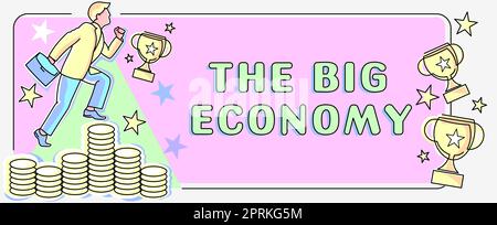 Konzeptüberschrift The Big Economy, Business Overview Global Finance Worldwide Market Trade Money Exchange Stockfoto