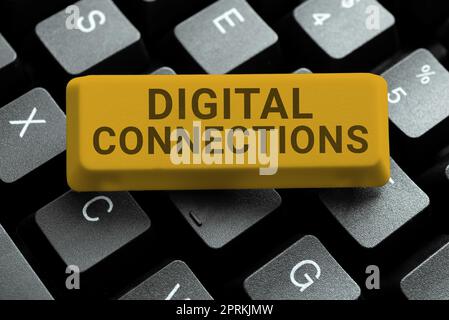 Sign Display Digital Connections, Business Overview Virtual Network Linking user to his or her contacts Abstract Programmer Typing Antivirus Codes, Stockfoto