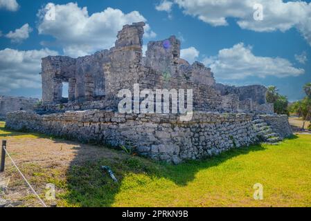 Großer Palast 25, Maya-Ruinen in Tulum, Riviera Maya, Yucatan, Karibisches Meer, Mexiko. Stockfoto