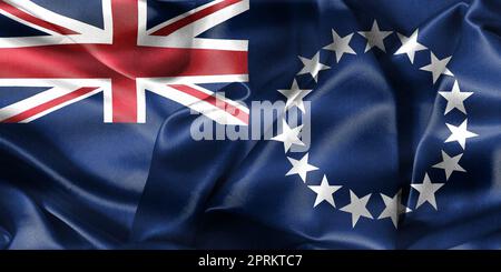 Cook Islands Flagge - realistische wehende Stoff Flagge Stockfoto