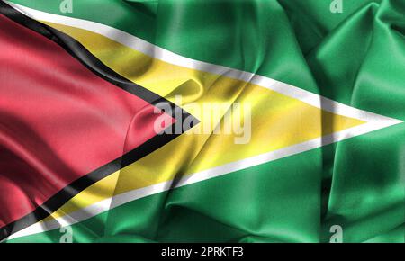 Guyana Flagge - realistische wehende Stoff Flagge Stockfoto