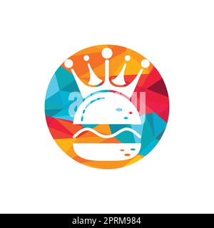 Burger King Vektor-Logo-Design. Burger mit Crown Icon-Logo. Stock Vektor