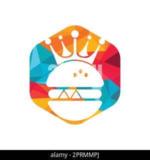 Burger King Vektor-Logo-Design. Burger mit Crown Icon-Logo. Stock Vektor