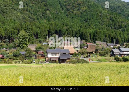 Ländliche Landschaft des historischen Dorfes Miyama in Kyoto, Japan Stockfoto