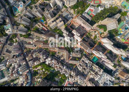 Kwun tong, Hongkong 06. September 2019: Draufsicht auf Hong Kong City Stockfoto