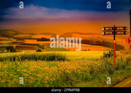 Natur und Dämmerung von Biei-Cho Stockfoto