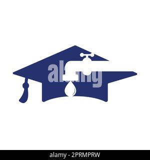 Klempnerservice Logo-Designkonzept. Design mit Wasserhahn und Graduierung. Stock Vektor