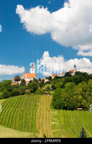 Stadt Straden und Weinberge in der Steiermark, Österreich Stockfoto