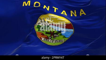 Nahaufnahme der Montana-Staatsflagge Stockfoto
