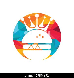 Burger King Vektor-Logo-Design. Burger mit Crown Icon-Logo. Stock Vektor