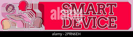 Konzeptionelle Bildunterschrift Smart Device, Internet-Konzept Elektronisches Gadget, das in der Lage zu verbinden, teilen mit dem Benutzer interagieren Stockfoto