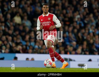 Manchester, Großbritannien. 26. April 2023. Gabriel von Arsenal während des Premier League-Spiels im Etihad Stadium, Manchester. Das Bild sollte lauten: Andrew Yates/Sportimage Credit: Sportimage Ltd/Alamy Live News Stockfoto