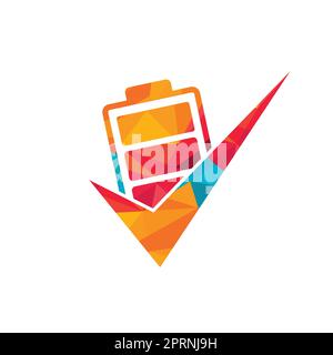 Battery check mark vector logo design template. Vector illustration of check list battery logo icon template. Stock Vektor