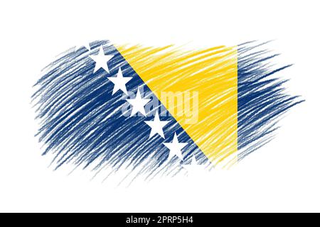 3D Flagge von Bosnien und Herzegowina auf Pinsel Stockfoto
