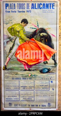 Werbeplakat, Stierkampfmuseum, Alicante, Spanien Stockfoto