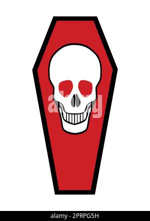 Halloween Skull lächelt in Einem Coffin Stock Vektor