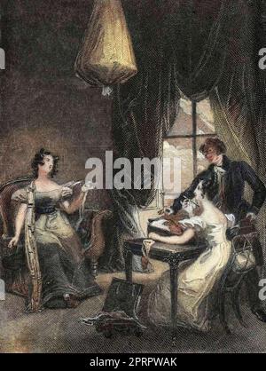 Frontispice du roman 'Emma' de Jane Austen (1775-1817) Gravure d'apres Ferdinand Pickering. 1882 Stockfoto