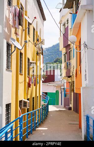 Die bunten Teile von Rio. Ein buntes Viertel in Rio de Janeiro, Brasilien. Stockfoto