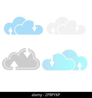 Zeilensymbole zu Cloud Computing, Computer Cloud und Cloud Hosting. Symbolsatz für Cloud-Speicher und Netzwerk-Vector. Stockfoto