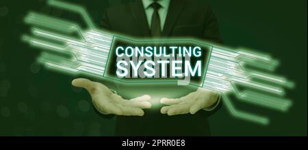 Schilder, die Consulting SystemHelping Firmen verbessern die Angemessenheit und Funktionalität von Prozessen. Geschäftsidee, die Unternehmen dabei unterstützt, die Prozessadäquanz und -Funktionalität zu verbessern Stockfoto