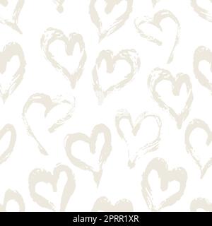 Nahtloses Herzmuster, handbemalt mit Tintenpinsel. Grafikdesign-Element. Scrapbooking, Valentinskarte, Tapete, Babydusche, Hochzeitseinvita Stockfoto