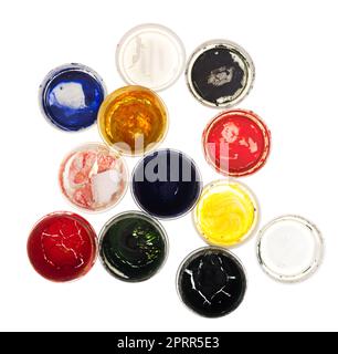 Gouache isoliert auf weißem Hintergrund Stockfoto