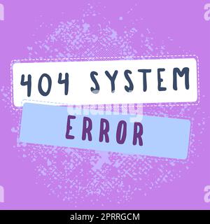 Schreiben Text wird angezeigt 404 Systemfehlermeldung wird angezeigt, wenn die Website heruntergefahren ist und nicht erreicht werden kann. Das Wort in der Nachricht wird angezeigt, wenn die Website nicht erreichbar ist Stockfoto