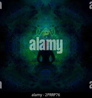 Abbildung eines menschlichen Körpers in Lotus pose-Meditierenden Stockfoto