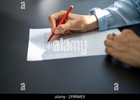 Buch-Skript Oder Textgrammmar Bearbeiten Stockfoto