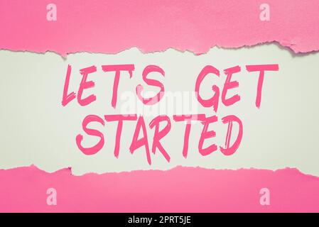 Text, der Inspiration zeigt, lässt loslegen, Internet-Konzept, das jemanden ermutigt, etwas zu beginnen oder zu tun Stockfoto