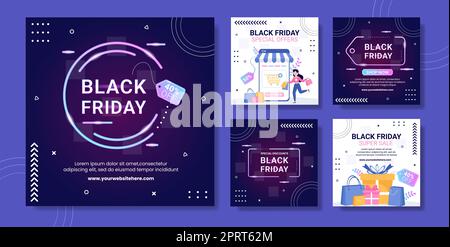 Schwarzer Freitag Geben Sie Großen Rabatt Verkauf Social Media Post Flache Cartoon Hand Gezeichnet Vorlagen Illustration Stockfoto