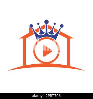 Design-Vorlage für das Vektor-Logo von King Video. Königliches Filmlogo. Stock Vektor