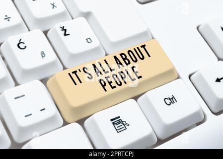 Text mit Inspiration IT S is All About People. Wort für die öffentliche Gesellschaft gesamte Körperschaft einer Gemeinschaft Stockfoto
