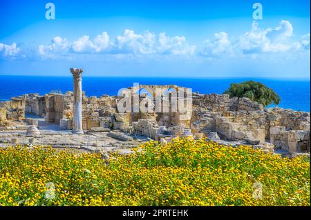 Landschaft mit Ruinen von Kourion, Teil des Weltkulturerbes archäologische Stätte, Limassol Viertel, Zypern Stockfoto