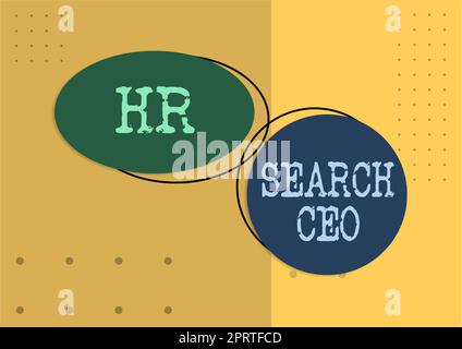 Unterschrift mit der Anzeige HR Search CEO, Geschäftsübersicht Human Resources sucht neuen Chief Executive Officer Stockfoto