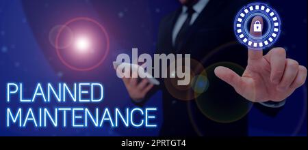 Konzeptionelle Anzeige der geplanten Wartung. Regelmäßige Durchführung von Business Concept Checks Stockfoto