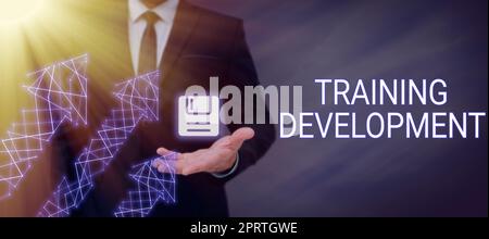 Inspiration mit Unterzeichen Training Development, konzeptionelles Foto Programm „Fertigkeiten und Wissen erweitern“ Stockfoto