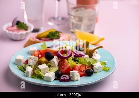 Geeksalat mit Fetakäse Stockfoto