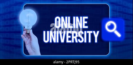 Konzeptionelle Darstellung Online UniversityFernunterricht Kurse werden über das Internet abgelegt. Geschäftsansatz Fernunterricht Kurse werden über das Internet absolviert Stockfoto