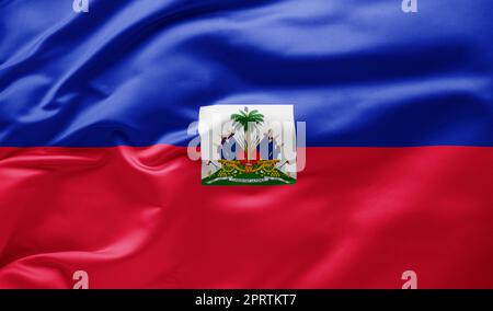 Schwenkende Nationalflagge von Haiti Stockfoto