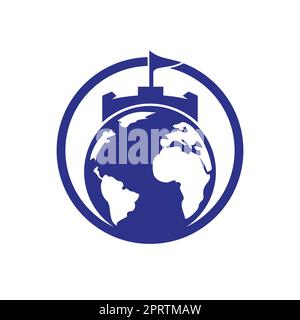 „Castle Globe“-Vektorlogo. Einzigartige Designvorlage für das Logo „Festung und Globe“. Stock Vektor